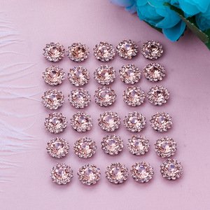Placa redonda de diamantes de imitación con flores, doble capa de diamantes de imitación para accesorios de cabello DIY, suministros de abalorios, 12 facetas, origen Yiwu - Product Image 3