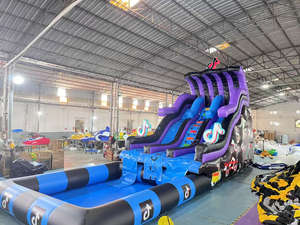 Toboggans gonflables commerciaux géants en PVC à deux voies pour enfants comprenant des kits de réparation de soufflantes comprenant un château gonflable - Product Image 4