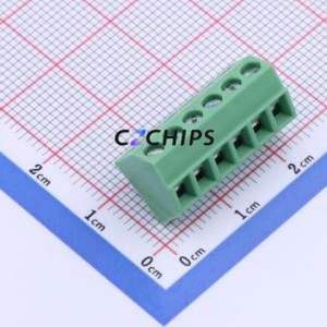 DB127S-3.5-6P-GN-S Screw Terminal Block P=3.5mm Connector ( Construction: 1x6P )( Pitch: 3.5mm )( Color: Green ) - Product Image 1