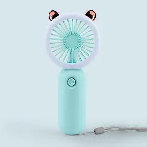 High Quality 3 Speeds USB Rechargeable Personal Portable Lovely Handheld Fans With Light