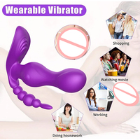 Vibrateur pour femme 3 en 1 avec perles anales, stimulation clitoridienne, télécommande, vibromasseur G-spot, vibromasseur portable