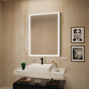 Miroir de salle de bain mural moderne pour appartement, villa, hôtel, décoration, rectangle, interrupteur tactile, miroir LED 3000K-6000K - Product Image 2
