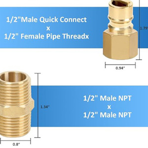 Conector Rápido de Latón para Propano, Rosca Macho de 1/2 Pulgada, para Parrillas de Cocina al Aire Libre - Product Image 3