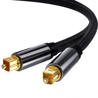 Câble audio numérique optique Toslink en nylon tressé OEM ODM avec connecteurs plaqués or 24 carats et coque métallique pour haut-parleurs et projecteurs (Mâle-Mâle)