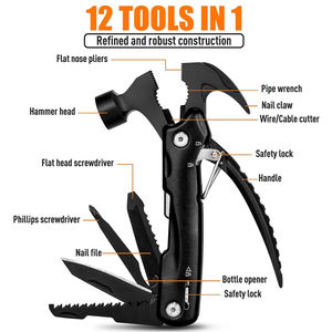 Kit de survie multifonctionnel 12 en 1, marteau de survie tactique portable en acier inoxydable, marteau à clous pour le camping - Product Image 3