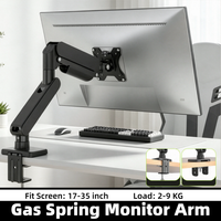 Bras de moniteur à ressort à gaz personnalisable en usine, 17-35 pouces, fixation par pince de bureau/œillet, plaque VESA à dégagement rapide, capacité de charge 2-9 kg