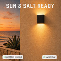 Lumière murale LED extérieure étanche PW1401 carrée 6W, style européen, en matériau PC, montage en surface, éclairage vers le haut et vers le bas