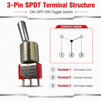 1MS3T8HB74M1QNS-5 1M série ON-OFF-ON SPDT interrupteur à bascule utilisé dans le panneau de simulateur de vol