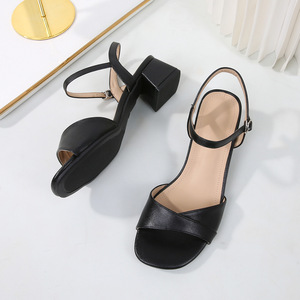 Sandali con Tacco Grosso Estivi da Donna, Misura Grande 35-44, Punta Quadrata, Tacchi Alti Eleganti Neri e <span class=keywords><strong>Nude</strong></span>, Vendita all'Ingrosso - Product Image 5