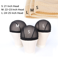 Bonnets à perruque Leeons S M L en maille transparente noire/beige, élastiques et respirants, pour la confection de perruques