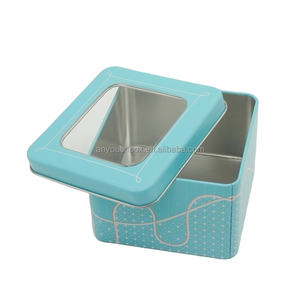 Custom CMYK stampato di lusso in metallo banda stagnata scatola per orologio con coperchio finestra trasparente 9*9 quadrati per il confezionamento di orecchini e collane - Product Image 1