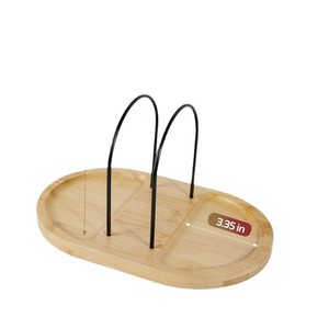Bamboo Oval <b>Rotating</b> Storage <b>Rack</b> Kitchen Organizer Desktop Turntable <b>Spice</b> Holder Single Layer - Product Image 5