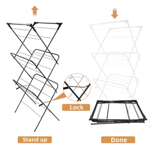ราวตากผ้าแบบพับได้ รุ่นใหม่ วัสดุโลหะ สำหรับห้องน้ำ - Product Image 2