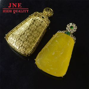 Best-Seller sur Douyin Men's Landscape Brand Natural Agate Ice-Like Canary Stone Landscape Lucky Pendant Wholesale - Product Image 2