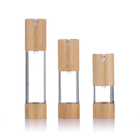 Penjualan Langsung Pabrik Botol Vakum Bambu dan Kayu 15-100ml Botol Lotion Kemasan Kosmetik Grosir