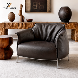 Fauteuil lounge ergonomique en cuir véritable fait main, design italien <span class=keywords><strong>Archibald</strong></span>, respectueux de l'environnement, design moderne, salon, salle à manger - Product Image 1