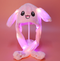 Chapeau de lapin avec oreilles mobiles à pompe à Air en peluche, joli lapin doux et mignon, chapeaux d'animaux animés amusants, lumière LED, jouet en peluche