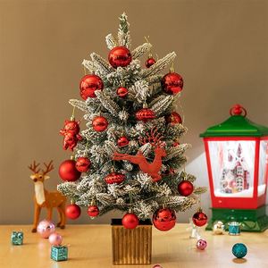 Árbol de Navidad flocado 2023 preiluminado con nieve, mini árbol de Navidad rojo para mesa, ideal para promoción - Product Image 6