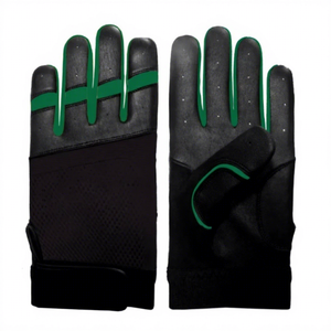 Customized Design Green <b>Black</b> Combo Short Cuff Wood Lightweight Professional Baseball & Softball Batting Gloves - Product Image 1