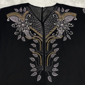 Arab Lightweight Chiffon Butterfly Abaya <b>Long</b> <b>Kaftan</b> with Gold Diamond and White Beads for Party Wedding 6743# - Product Image 6