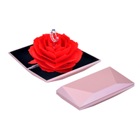 Boîte cadeau personnalisée d'usine avec impression de logo, boîte à lumière pour bague de fiançailles, emballage pour bague rose, boîte cadeau
