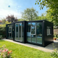 Maisons conteneurs pliantes de 20/40 pieds en promotion – Maison conteneur de luxe pliable 3 chambres, design moderne du milieu du siècle, respirante
