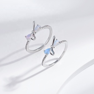 Bague ajustable en argent sterling 925 avec pierre précieuse unique en forme de poire, petite et mignonne, idéale pour l'été, pour filles - Product Image 2