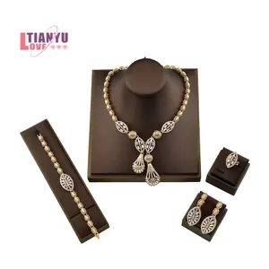 Wholesale Fashion Beads Design Indian Women Jewelry Sets Gold Alloy Bridal Necklace Bracelet Jewelry Ring Earrings Jewelry set