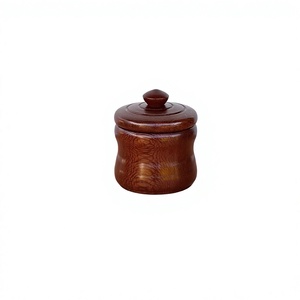 Conteneur de stockage alimentaire rond en bois artisanal avec couvercle hermétique, design minimaliste, utilisation en cuisine, préservation des épices - Product Image 6