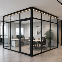 Cloison en verre à cadre métallique, panneau ignifuge, bâtiment commercial, export direct d'usine, devis mondial, approuvé CE