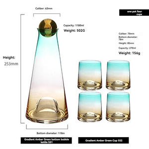 Ensemble de carafes à eau froide de luxe léger de style danois, carafe à eau bouillie froide en verre de style nordique pour salon, carafe à jus - Product Image 2