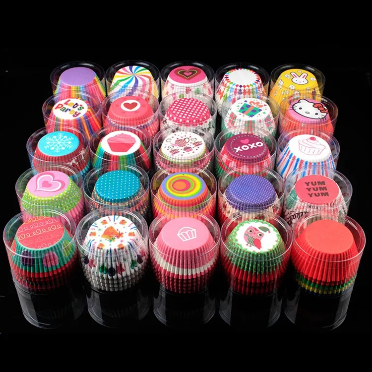 Cupcake Liners Standar Pelangi Kertas Kue Cangkir Cupcake Liners Muffin Kue Cupcake Cetakan untuk Digunakan untuk Panci PQ340