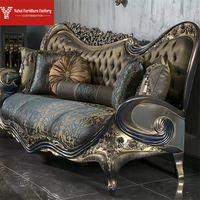 Canapé sectionnel de style européen Yuhui, ensemble sculpté en bois massif avec rembourrage en éponge pour salon ou mobilier de villa