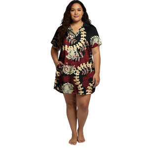 Vestido Informal y Acogedor para Reuniones Familiares, con Estampado Personalizado, Color Negro, Ropa de la Isla Samoa, Vestido Midi, Talla Grande, Pua Kenikeni - Product Image 2