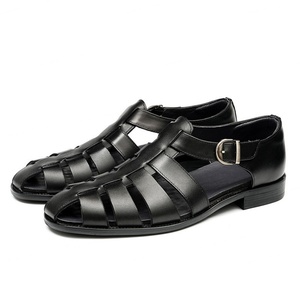 Nuevos Zapatos de Cuero Vintage para Hombre, Zapatos de Negocios con Hebilla de Cuero Vacuno Genuino, Zapatos Casuales, Sandalias para Hombre - Product Image 1