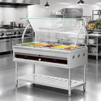 Pemanas Makanan Bain Marie Berdiri dari Baja Anti Karat untuk Peralatan Dapur Komersial Restoran, Pemanas Berbahan Bakar Baja Anti Karat