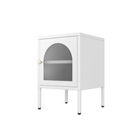 Table d'appoint multifonctionnelle en acier blanc avec 2 tiroirs, armoire de rangement moderne en métal, table de chevet pour la maison, le bureau, le salon