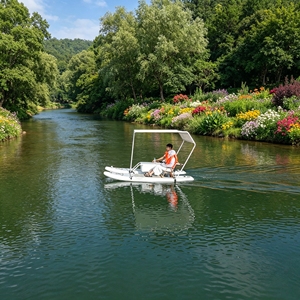 Bateau Catamaran Gonflable Électrique en PVC, Yacht Gonflable avec Moteur, Bateau <span class=keywords><strong>de</strong></span> Pêche et <span class=keywords><strong>de</strong></span> Divertissement Nautique pour Croisières et Visites Touristiques - Product Image 5