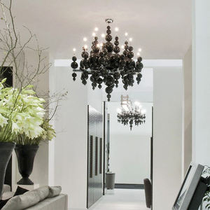 Intérieur moderne personnalisé grande chambre d'hôtel villa salon décoration suspendue <span class=keywords><strong>lustre</strong></span> en verre bulle <span class=keywords><strong>noir</strong></span> de <span class=keywords><strong>Murano</strong></span> - Product Image 3