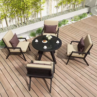 Juego de Sofás de Exterior de Diseño Nórdico en Aluminio, con Mesa de Centro Redonda, para Jardín y Patio de Villa