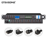 GTSVSOMA DR408 Séquenceur d'alimentation 10 canaux 1U en métal pour montage en rack, alimentation 8000W, écran LCD rétroéclairé, affichage de la tension, AC 100-240V
