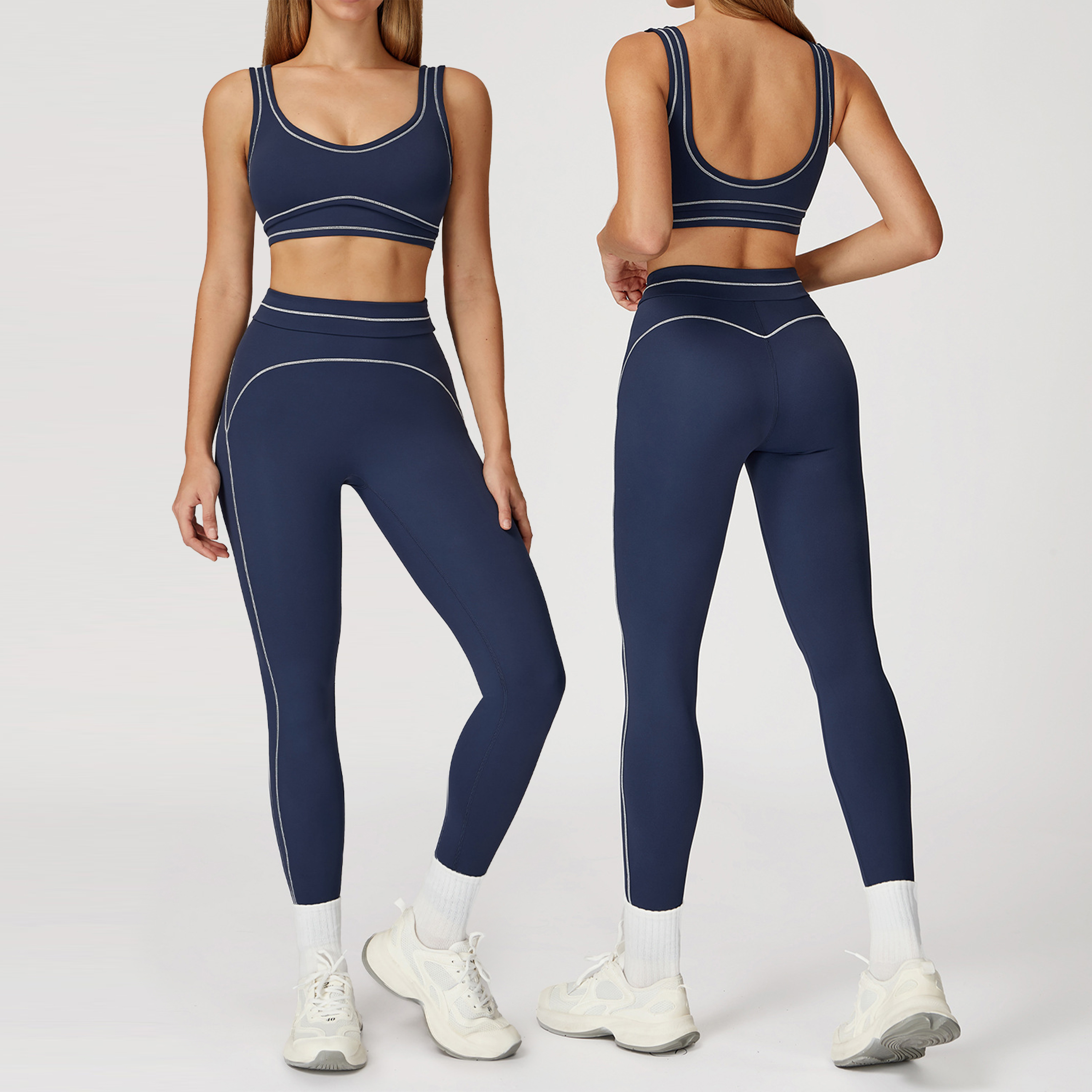 Fashion Double Shoulder Straps Ropa Deportiva Mujer Sportswear Fitness Activewear Yoga Gym Workout Sets For Women High Quality