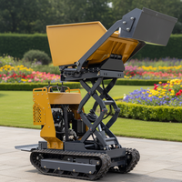 Mini-dumper sur chenilles en caoutchouc, capacité de la benne de 0,2 m³, alimenté à l'essence, haute efficacité opérationnelle, facile à utiliser