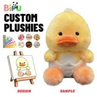 Fabricant de jouets en peluche, canard jaune moelleux personnalisé avec couche blanche, rembourré en coton PP, jouets en peluche, support OEM