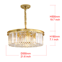 Lámpara colgante MEEROSEE, lámpara colgante Led redonda nórdica, luz para sala de estar, lámpara de araña Led de cristal redonda moderna de lujo MD85051