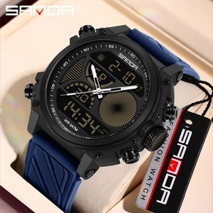 SANDA 6236 Montre-bracelet numérique pour adolescents à grand cadran, double affichage, multifonction, sportive, étanche, avec alarme, montre électronique - Product Image 1