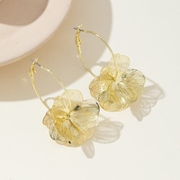 Boucles d'Oreilles Pendante Double Couche Dorées en Forme de Fleur Creuse pour Femme, Vintage, Cadeau de Bijoux à Porter au Quotidien