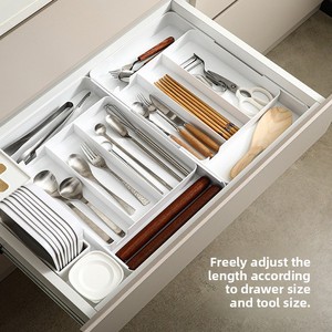 Organizador Multifuncional Estilo Japonés, Cajón de Plástico con Compartimentos, Caja de Almacenamiento Retráctil, Caja Divisoria para Utensilios de Cocina - Product Image 5