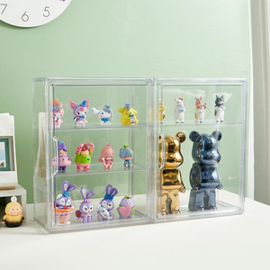 Display Case akrilik untuk koleksi <span class=keywords><strong>3</strong></span> tingkat Figure Display Case dengan <span class=keywords><strong>2</strong></span> piring bergerak Display bening Case untuk angka stiker - Product Image 2