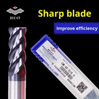 Fraise à bout plat à quatre flûtes en acier au tungstène diamanté Zhuzhou, à queue droite, pour CNC, GM-4E